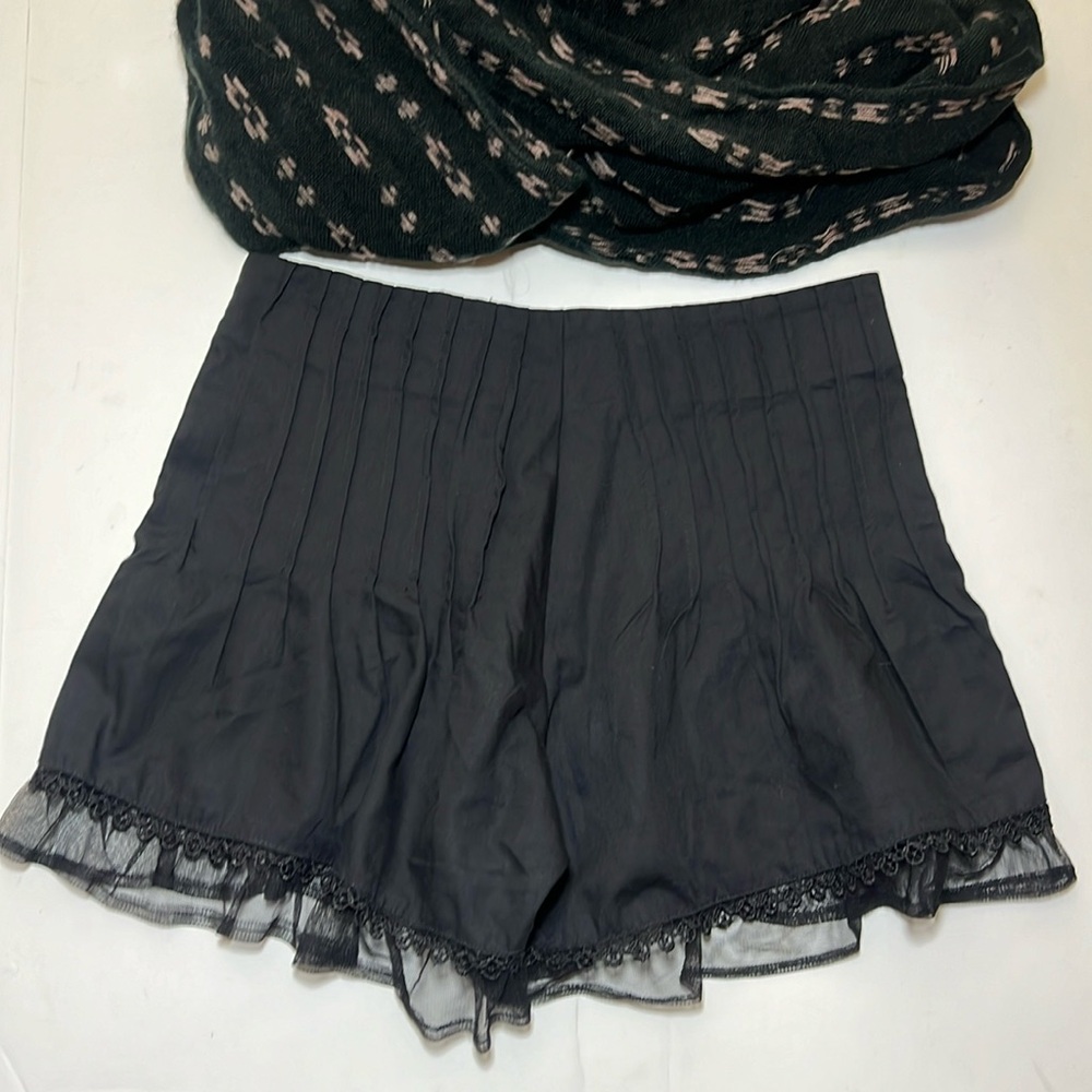 Lane  Pleated Lace Trim Shorts | Coquette Balletcore Feminine Chic S